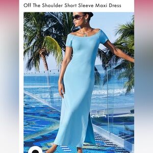 Boston Proper Light Blue Maxi Dress large